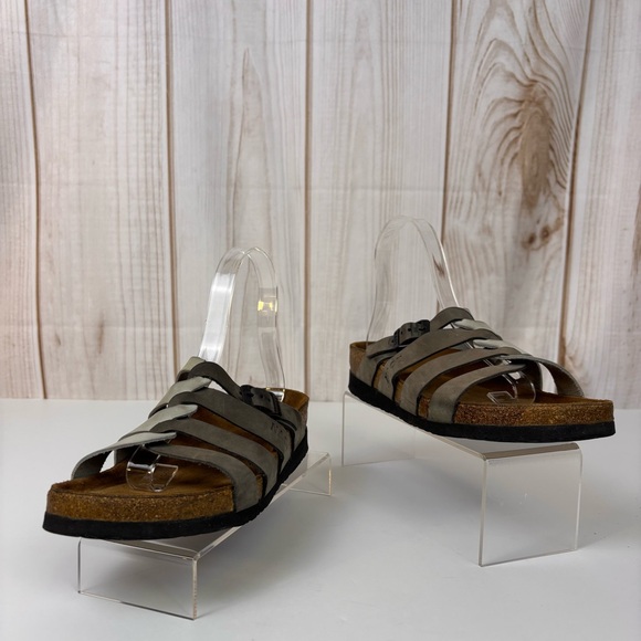 Naot Leather Multi-Strap Lining Sandals Cork Footbed Comfort Shoes Gray Silver 5 - Picture 2 of 14